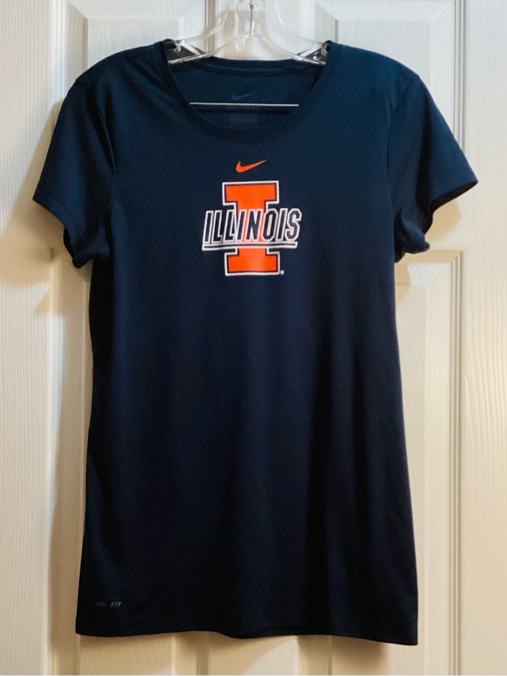 Nike Navy Illinois Logo Short Sleeve Tee with Orange Accents